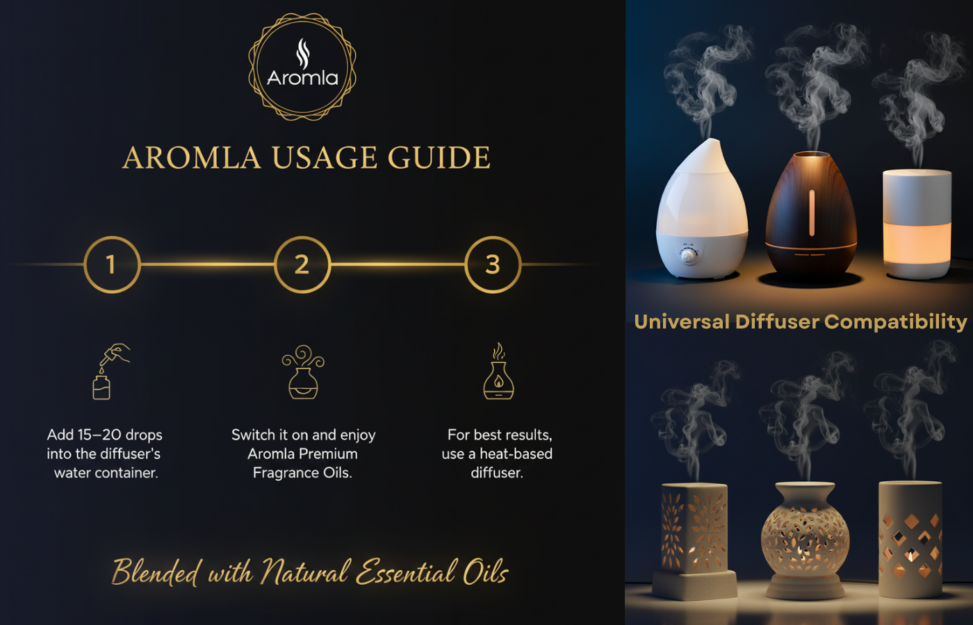 Nature's Bliss Combo pack of 5 | Blended with Imported Natural Essential Oils | Premium Aromatic Diffuser Fragrance Oil